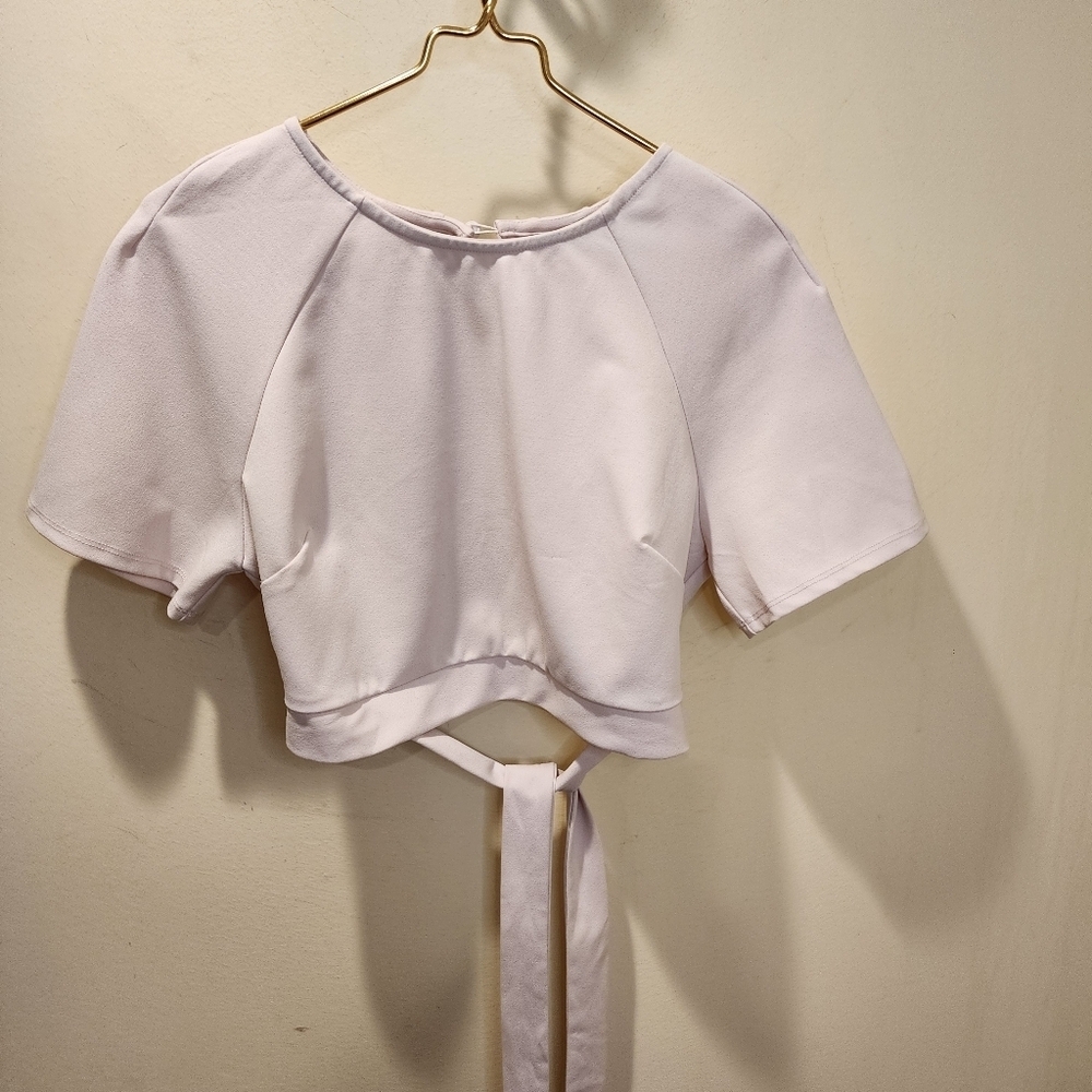 ASOS Rose Short Sleeves open Back tie waist blouse size 10